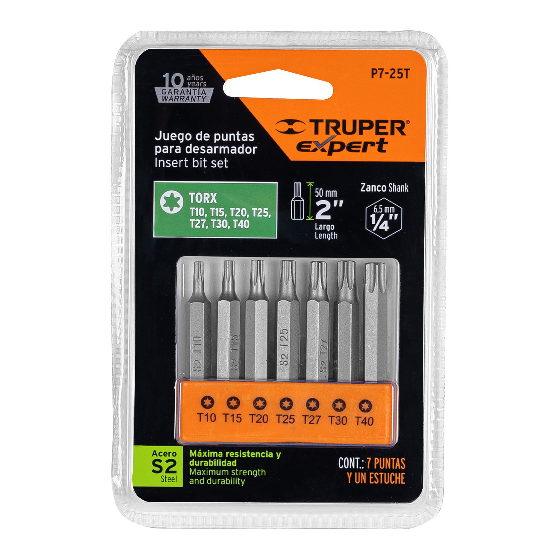 Juego de 7 puntas torx combinadas largo 2', Truper Expert P7-25T 17796 MM00