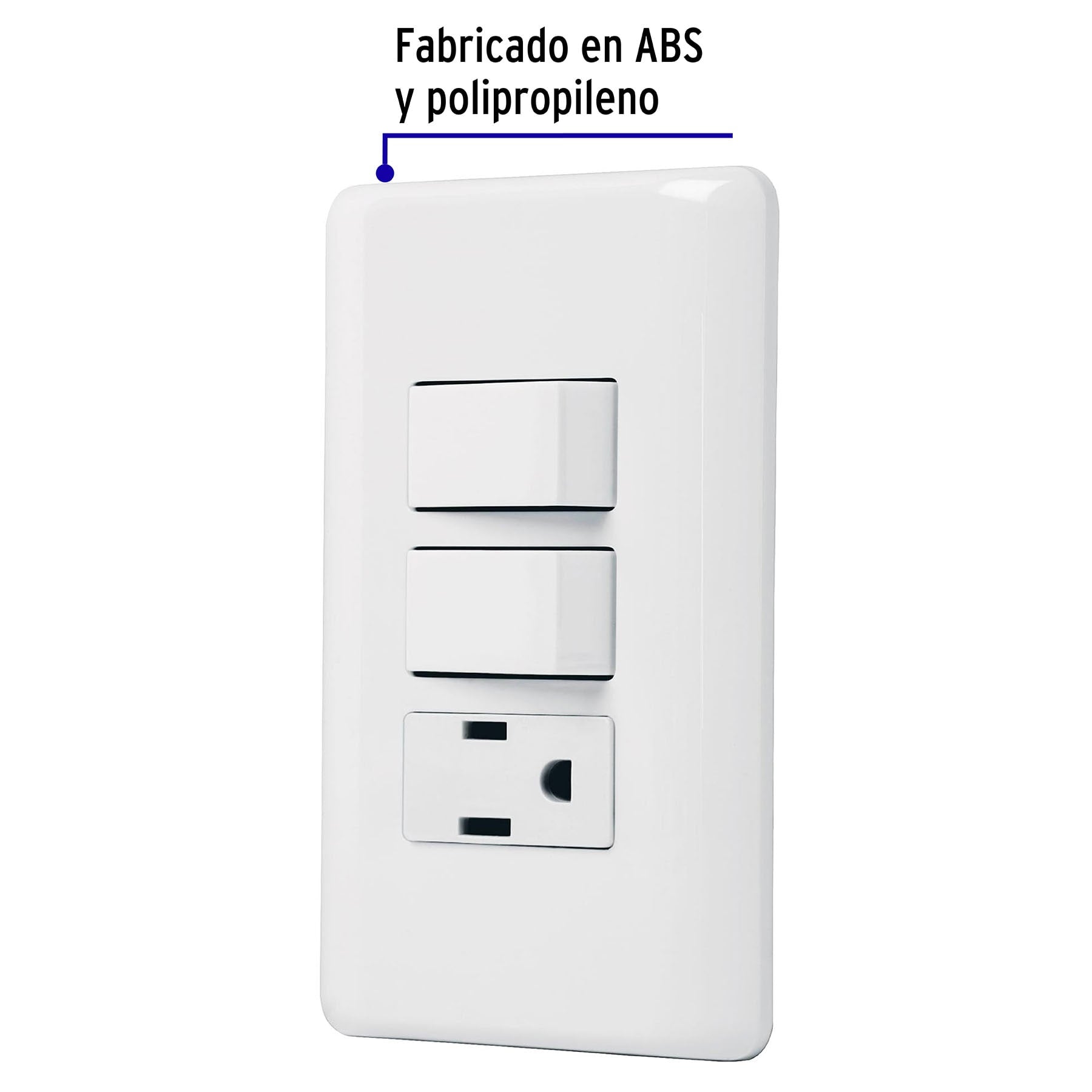 Placa armada con contacto y 2 interruptores sencillos, Basic PA-APCO-B2 25081 MM00