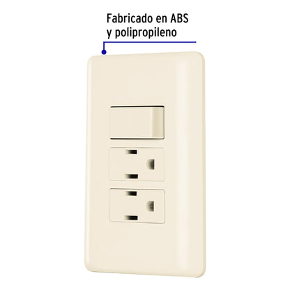 Placa armada interruptor y 2 contactos, marfil, Basic PA-APCO-B3I 26633 MM00