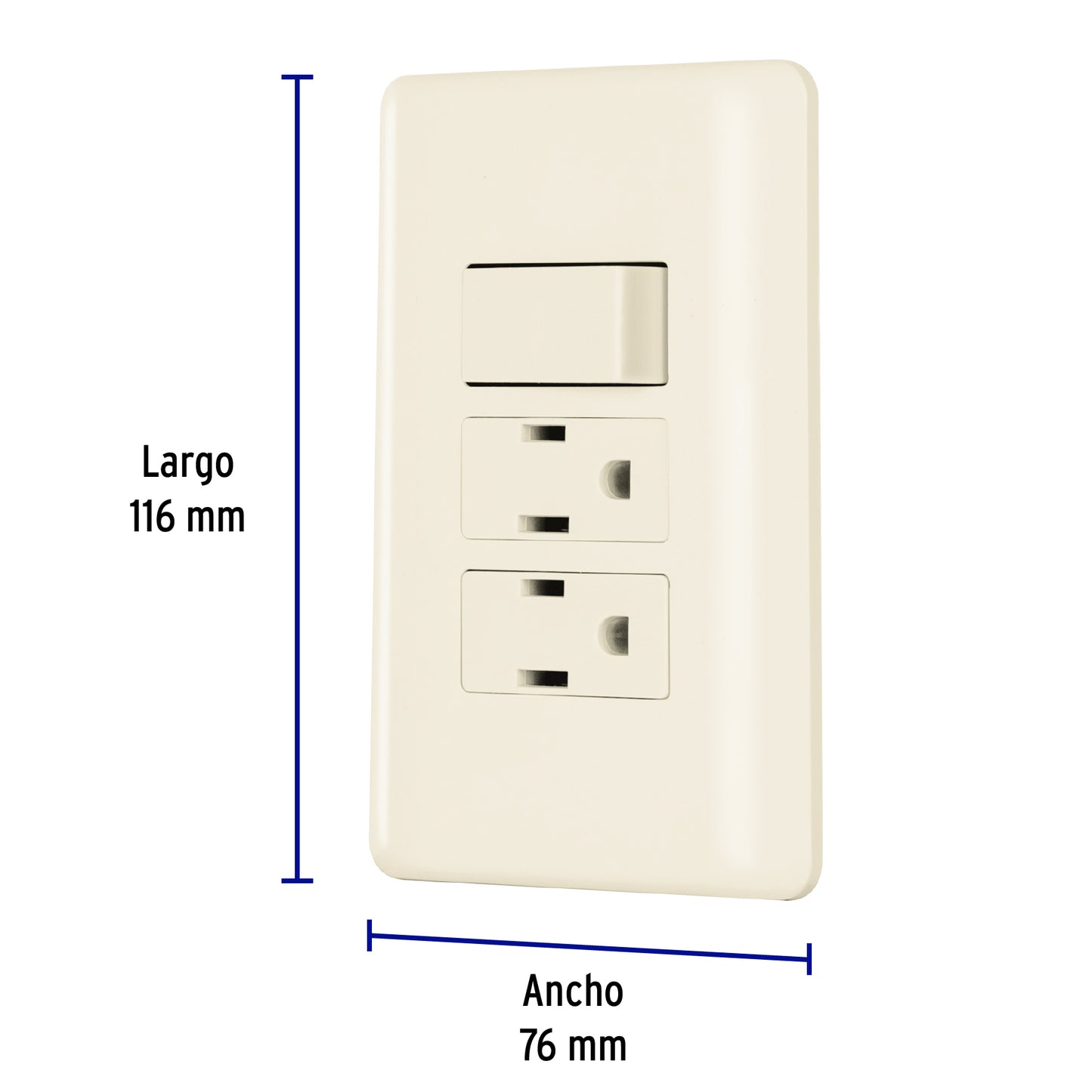 Placa armada interruptor y 2 contactos, marfil, Basic PA-APCO-B3I 26633 MM00