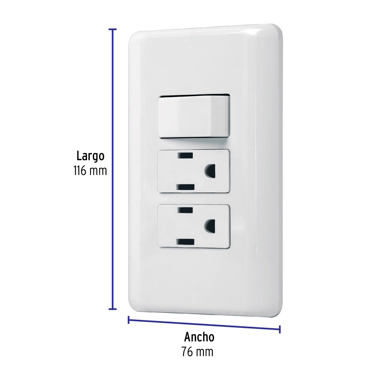 Placa armada 2 contactos e interruptor sencillo, Basic PA-APCO-B3 25079 MM00