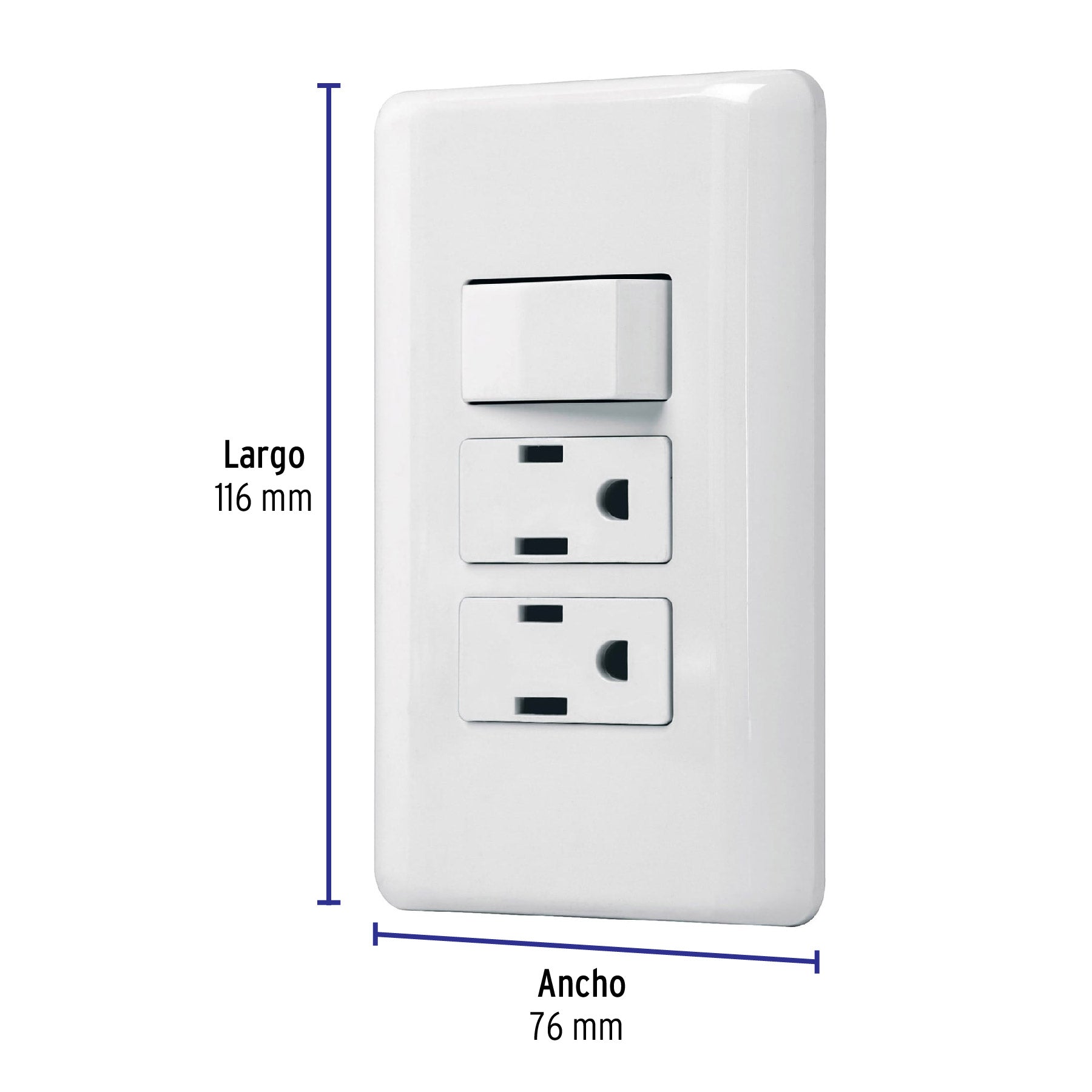 Placa armada 2 contactos e interruptor sencillo, Basic PA-APCO-B3 25079 MM00