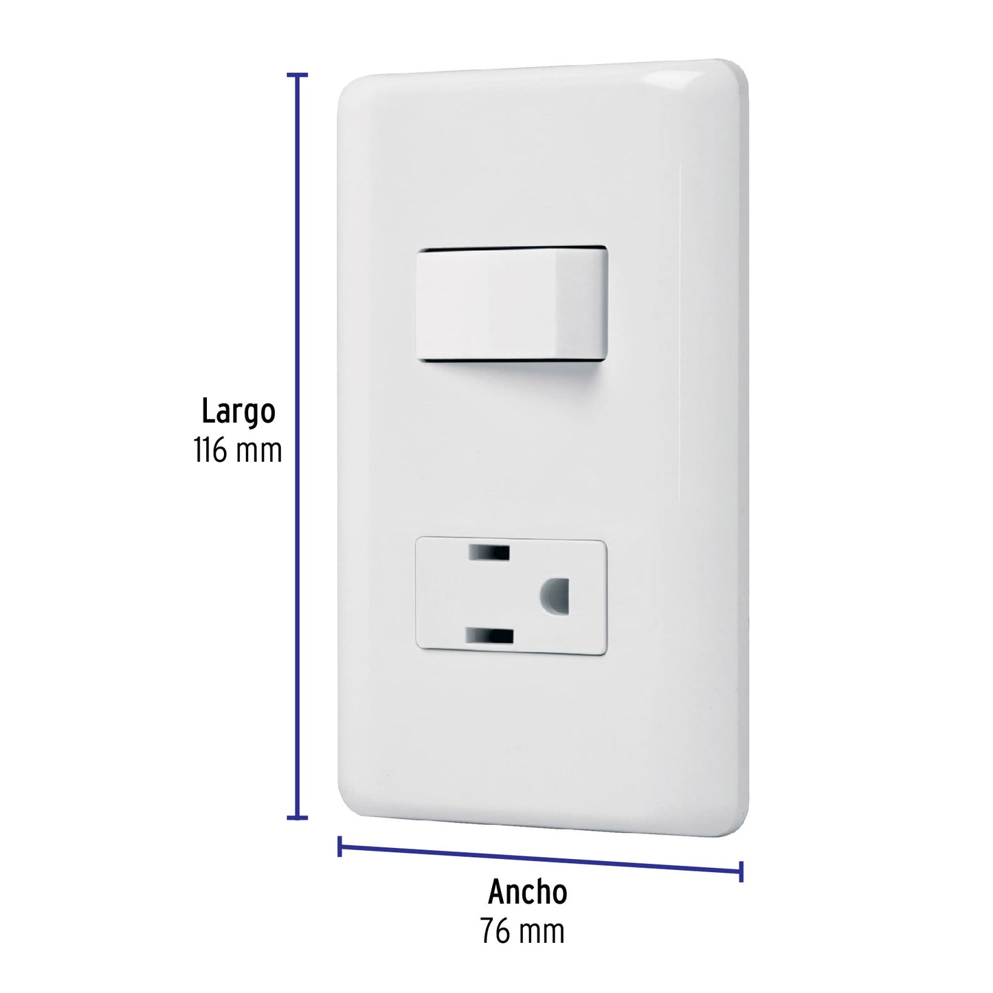 Placa armada contacto e interruptor sencillo, Volteck Basic PA-APCO-B 25077 MM00