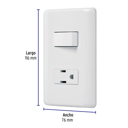 Placa armada contacto e interruptor sencillo, Volteck Basic PA-APCO-B 25077 MM00