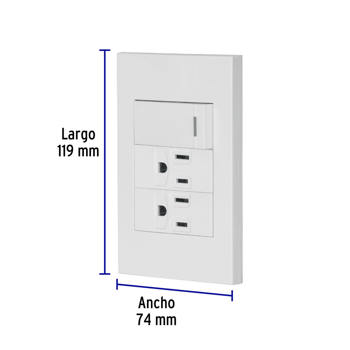 Placa armada 1 interruptor, 2 contactos,1mod,Española,blanco PA-APCO-E3B 45594 MM00