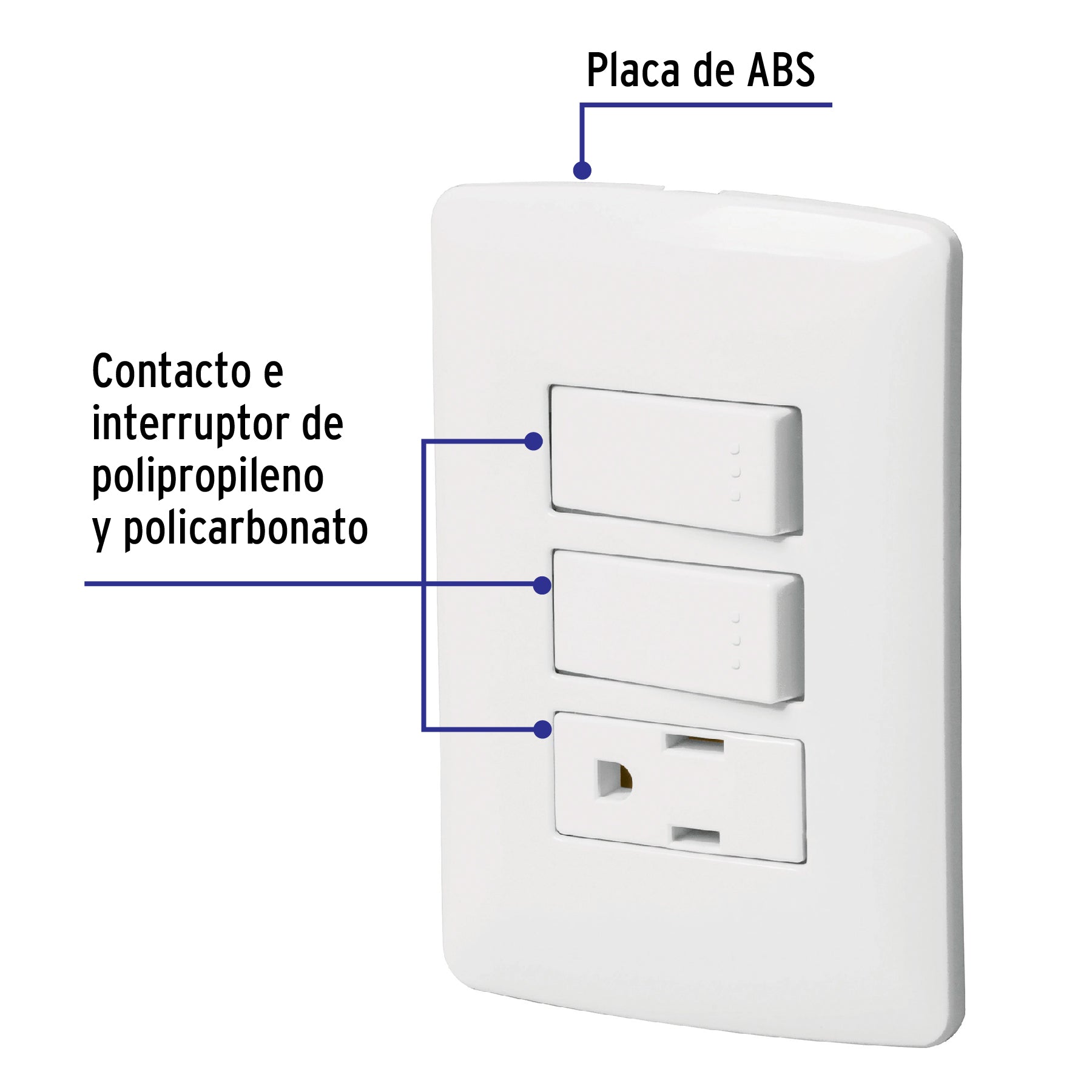 Placa armada contacto 2 interruptores,blanco, línea Italiana PA-APCO-I2B 46456 MM00