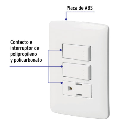 Placa armada contacto 2 interruptores,blanco, línea Italiana PA-APCO-I2B 46456 MM00