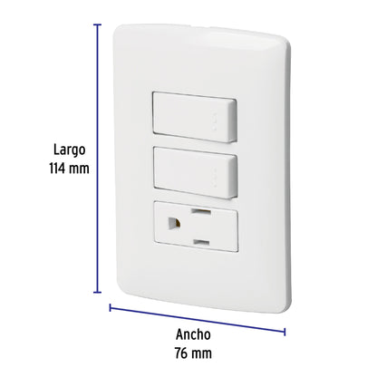 Placa armada contacto 2 interruptores,blanco, línea Italiana PA-APCO-I2B 46456 MM00