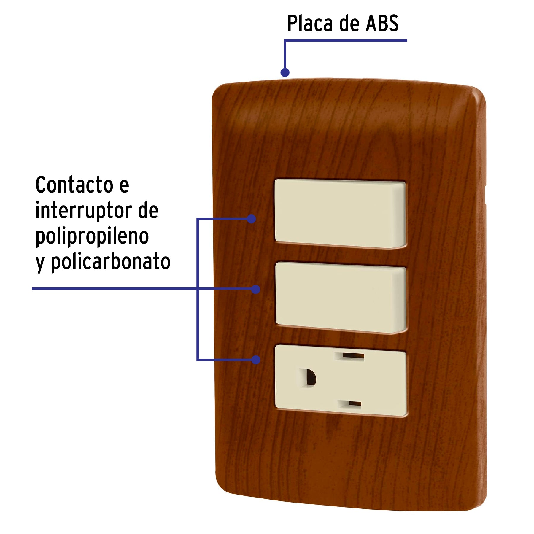 Placa armada contacto 2 interruptores,madera, línea Italiana PA-APCO-I2M 49936 MM00