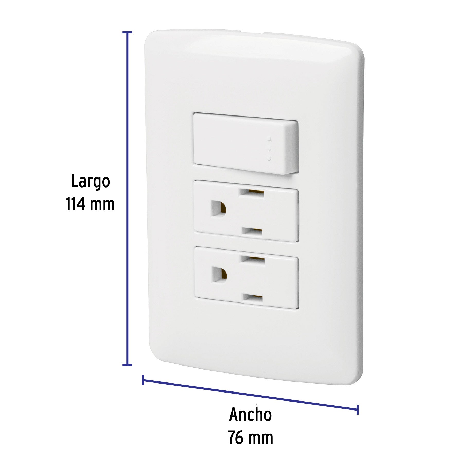 Placa armada 2 contactos e interruptor,blanco,línea Italiana PA-APCO-I3B 46457 MM00