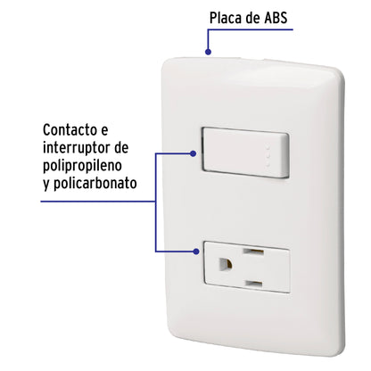 Placa armada contacto e interruptor, blanco, línea Italiana PA-APCO-IB 46455 MM00