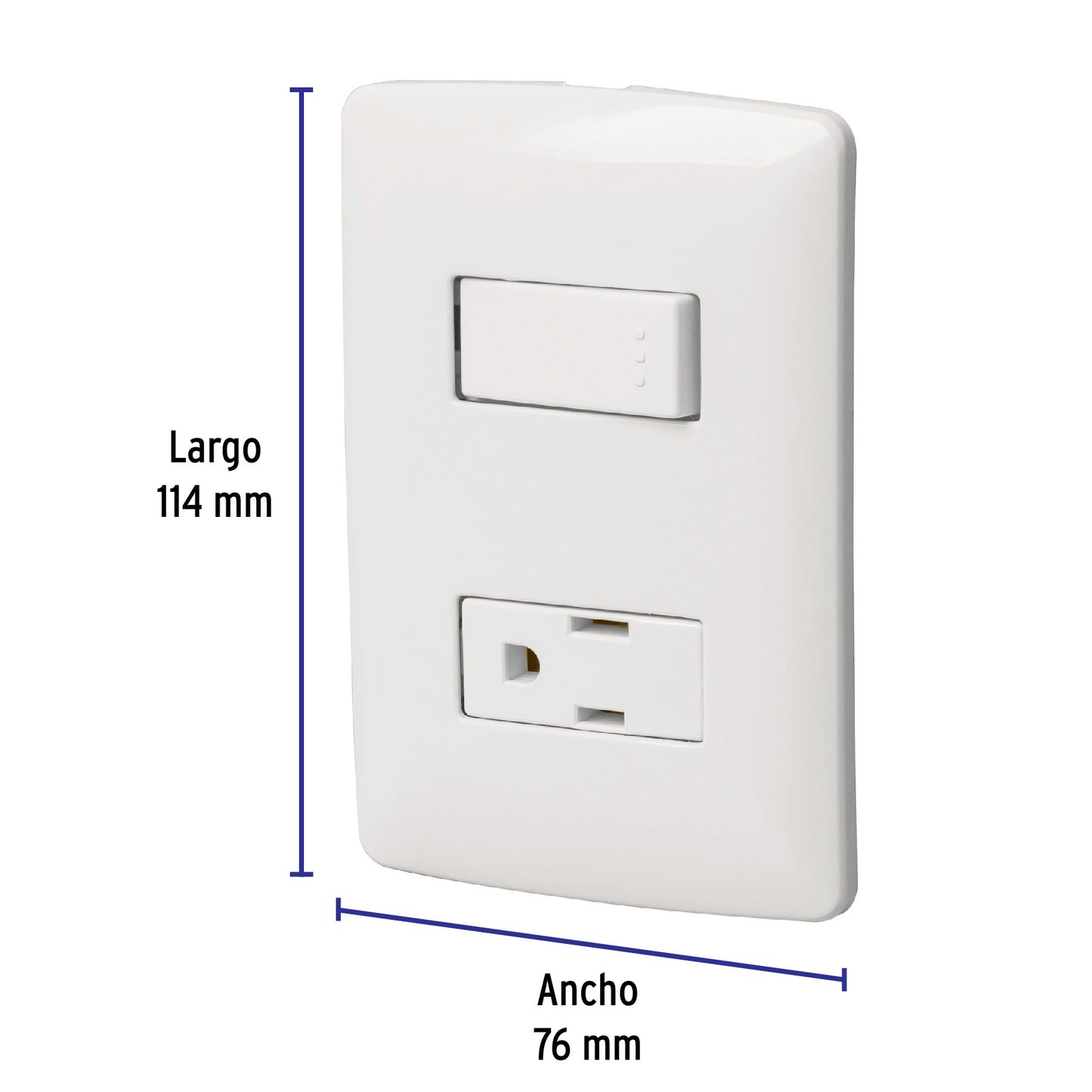 Placa armada contacto e interruptor, blanco, línea Italiana PA-APCO-IB 46455 MM00