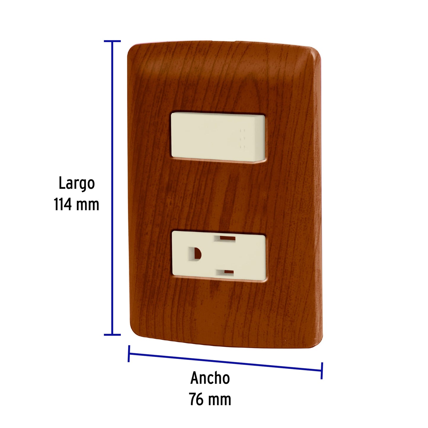 Placa armada contacto e interruptor, madera, línea Italiana PA-APCO-IM 49935 MM00