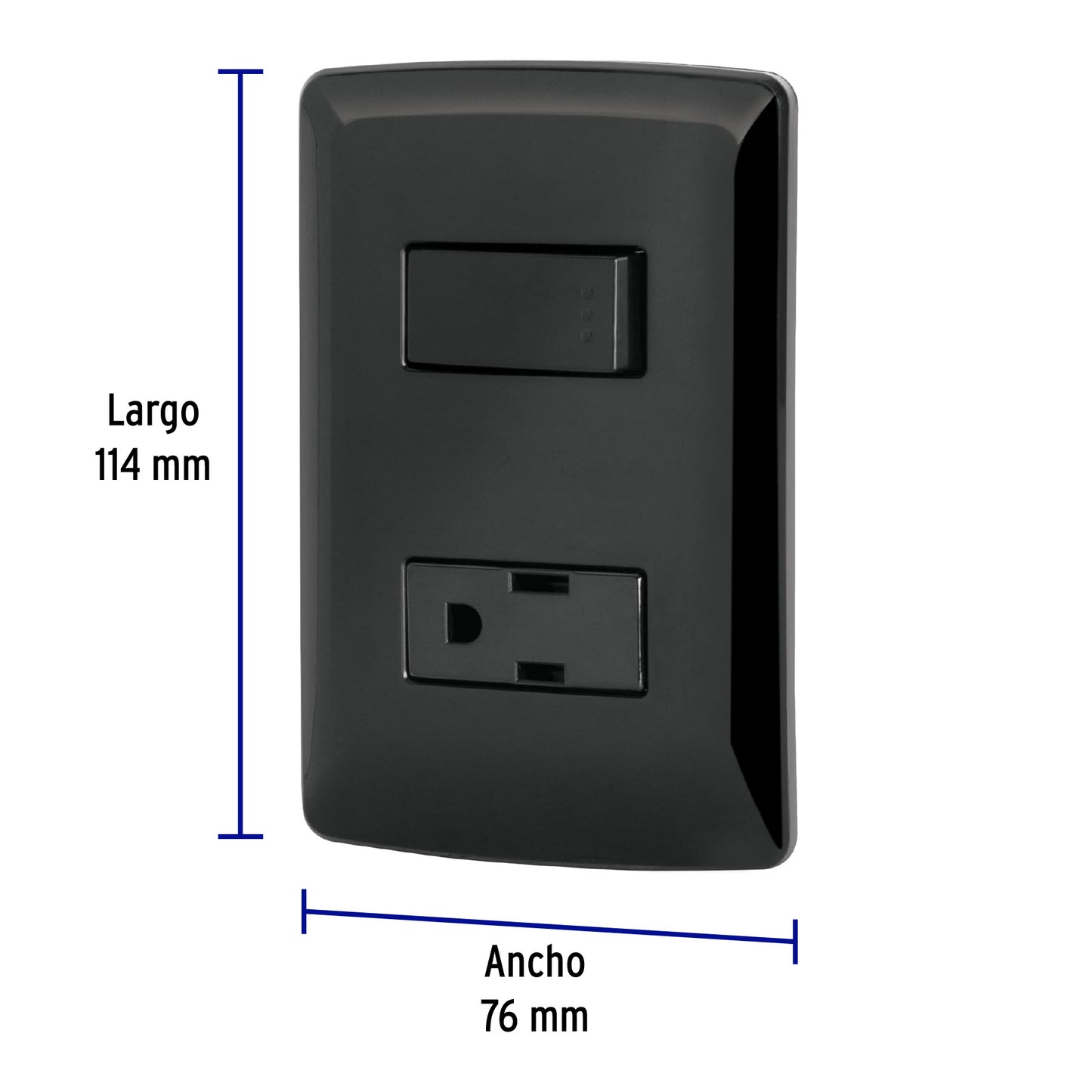 Placa armada contacto e interruptor, negro, línea Italiana PA-APCO-IN 47591 MM00