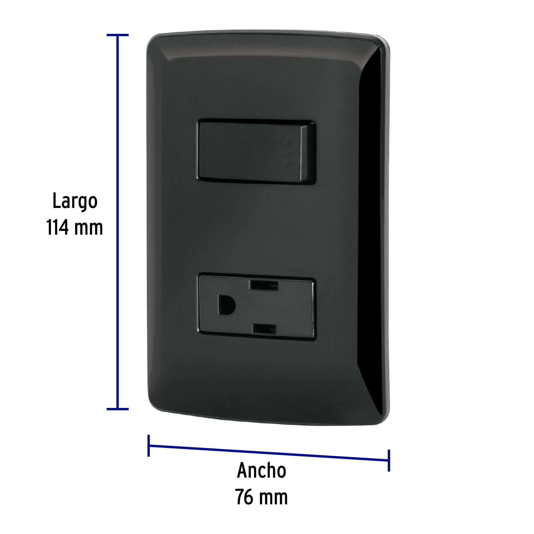 Placa armada contacto e interruptor, negro, línea Italiana PA-APCO-IN 47591 MM00