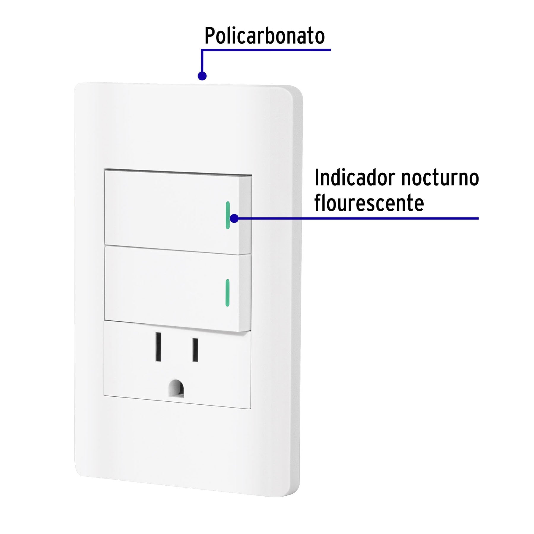 Placa armada blanca 2 interruptores y contacto 1 mód,Lisboa PA-APCO-L2B 47967 MM00