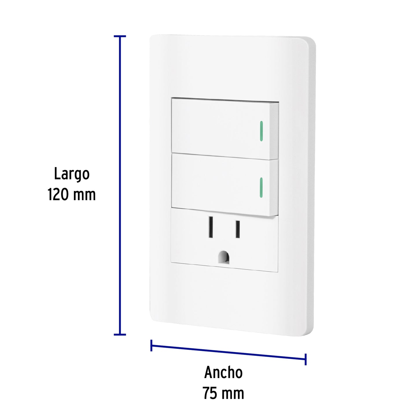 Placa armada blanca 2 interruptores y contacto 1 mód,Lisboa PA-APCO-L2B 47967 MM00