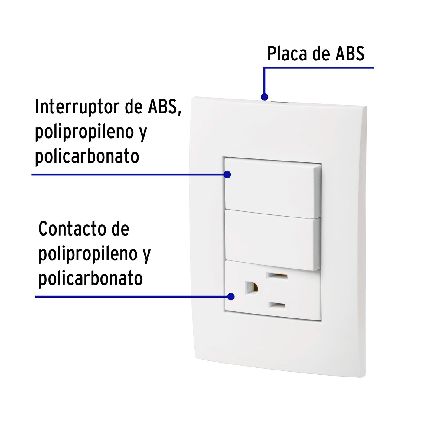 Placa armada contacto y 2 interruptores, línea Oslo, blanco PA-APCO-O2B 46488 MM00