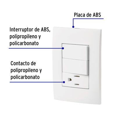 Placa armada contacto y 2 interruptores, línea Oslo, blanco PA-APCO-O2B 46488 MM00