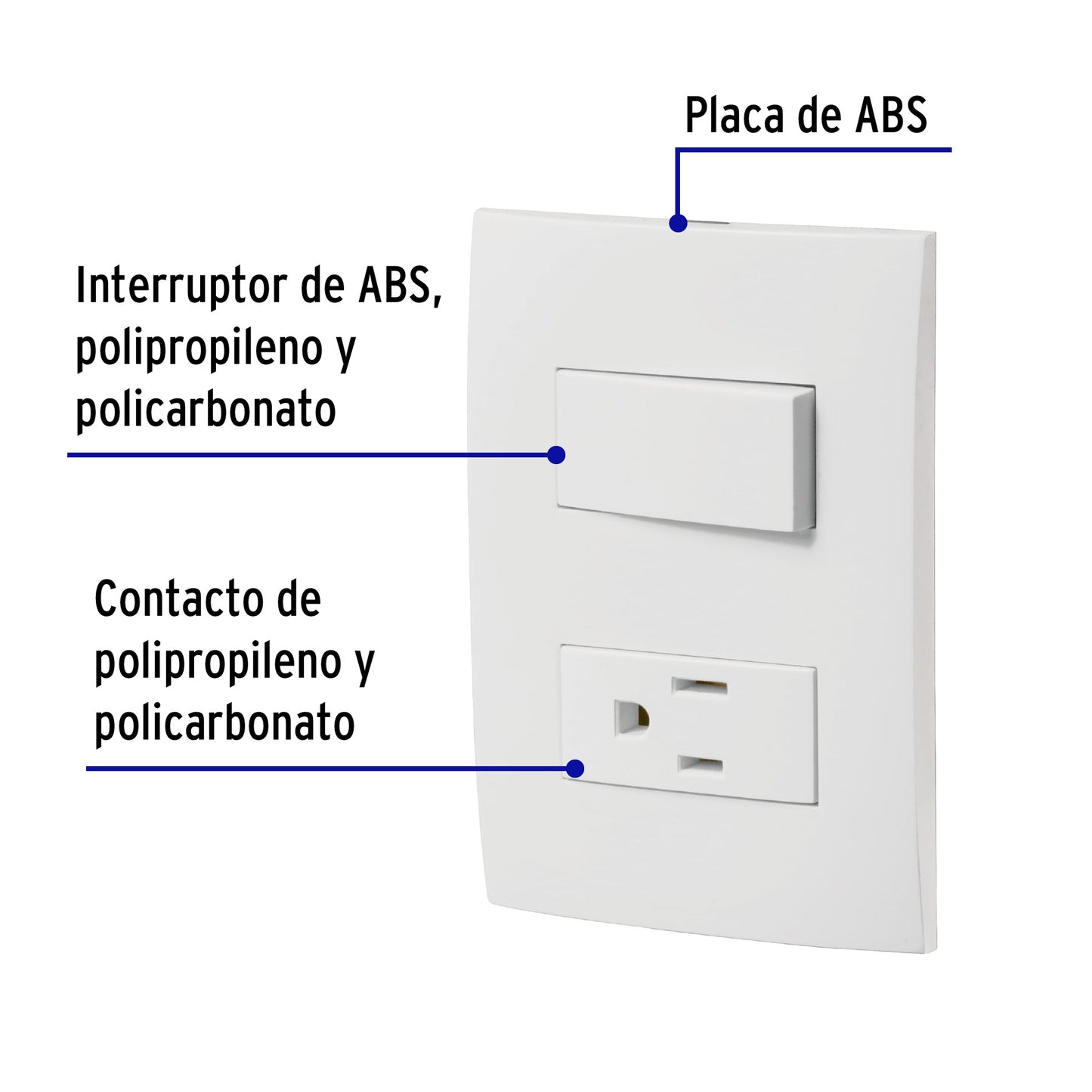 Placa armada contacto e interruptor, línea Oslo, blanco PA-APCO-OB 46487 MM00