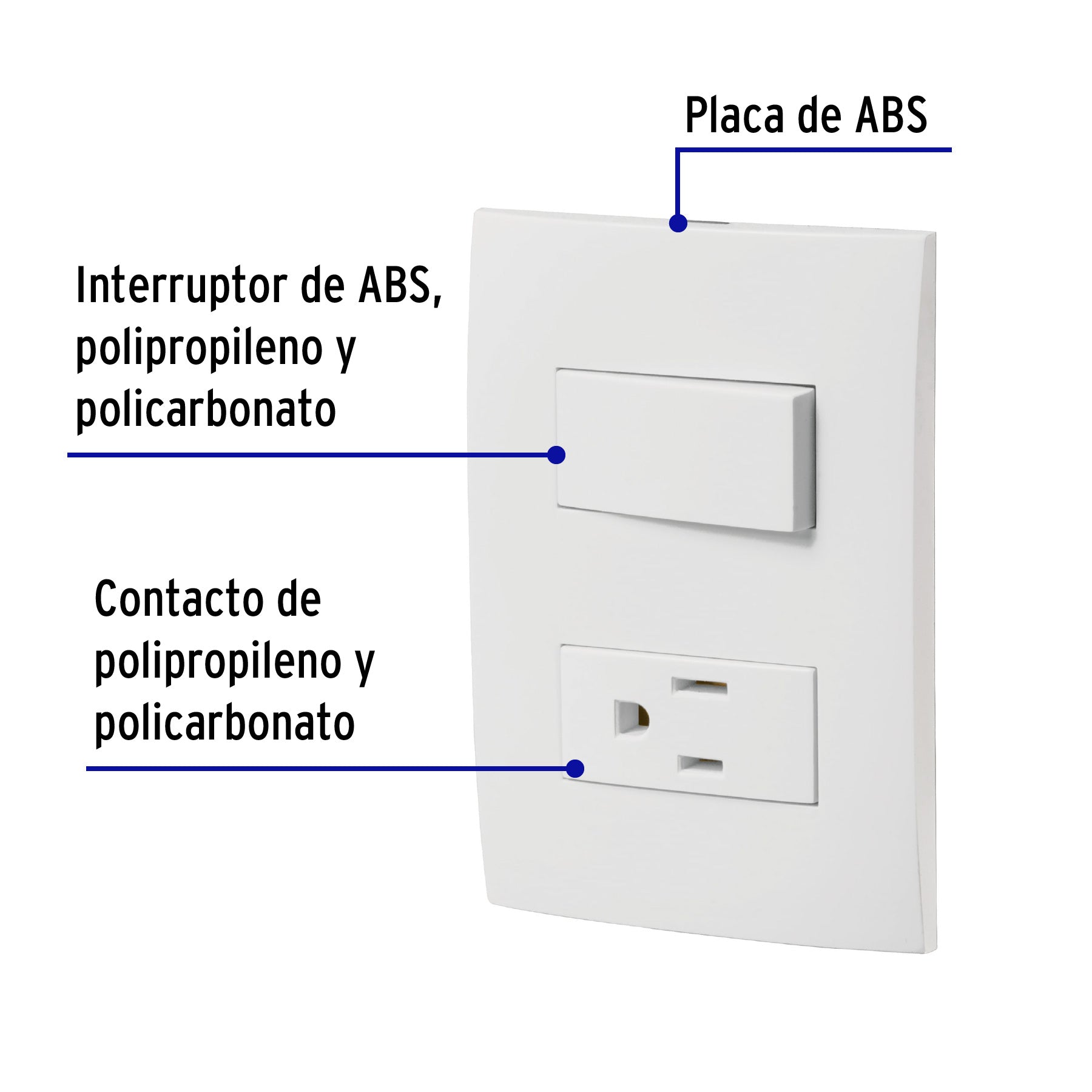 Placa armada contacto e interruptor, línea Oslo, blanco PA-APCO-OB 46487 MM00