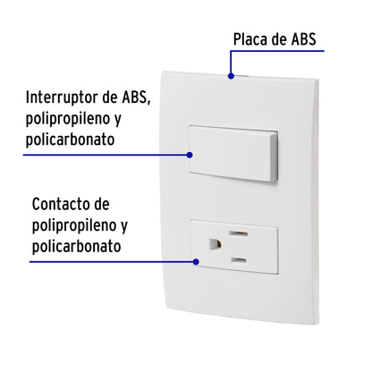 Placa armada contacto e interruptor, línea Oslo, blanco PA-APCO-OB 46487 MM00