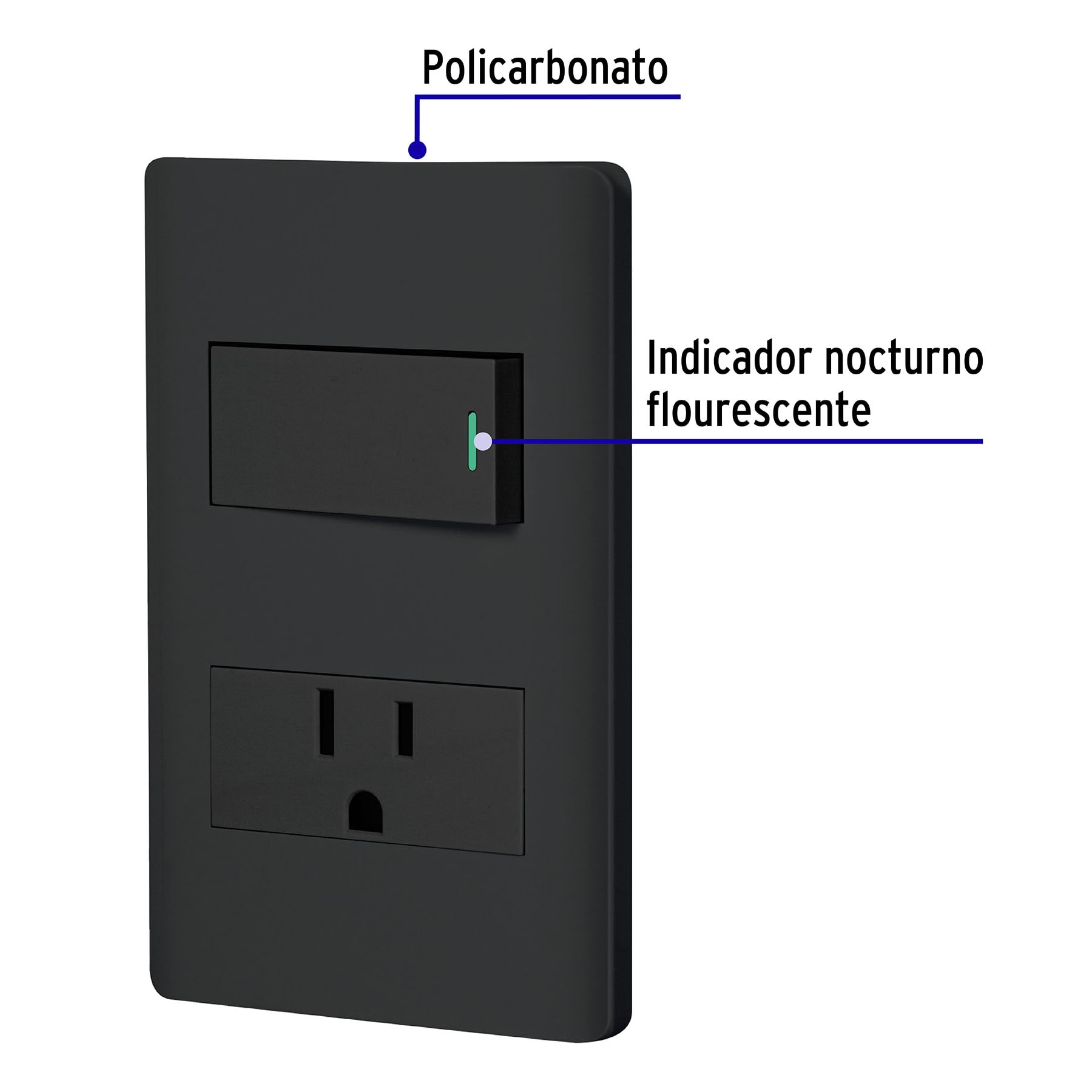 Placa armada negra interruptor y contacto 1 módulo, Lisboa PA-APCO1-LN 47898 MM00