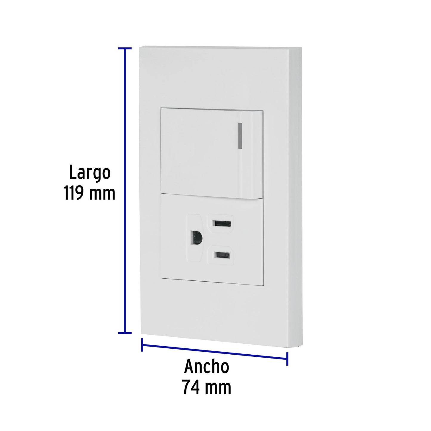 Placa armada 1 interruptor,1contacto,1.5mod,Española, blanco PA-APCO15-EB 45591 MM00