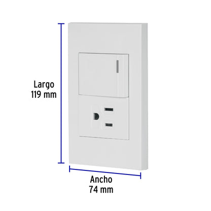 Placa armada 1 interruptor,1contacto,1.5mod,Española, blanco PA-APCO15-EB 45591 MM00