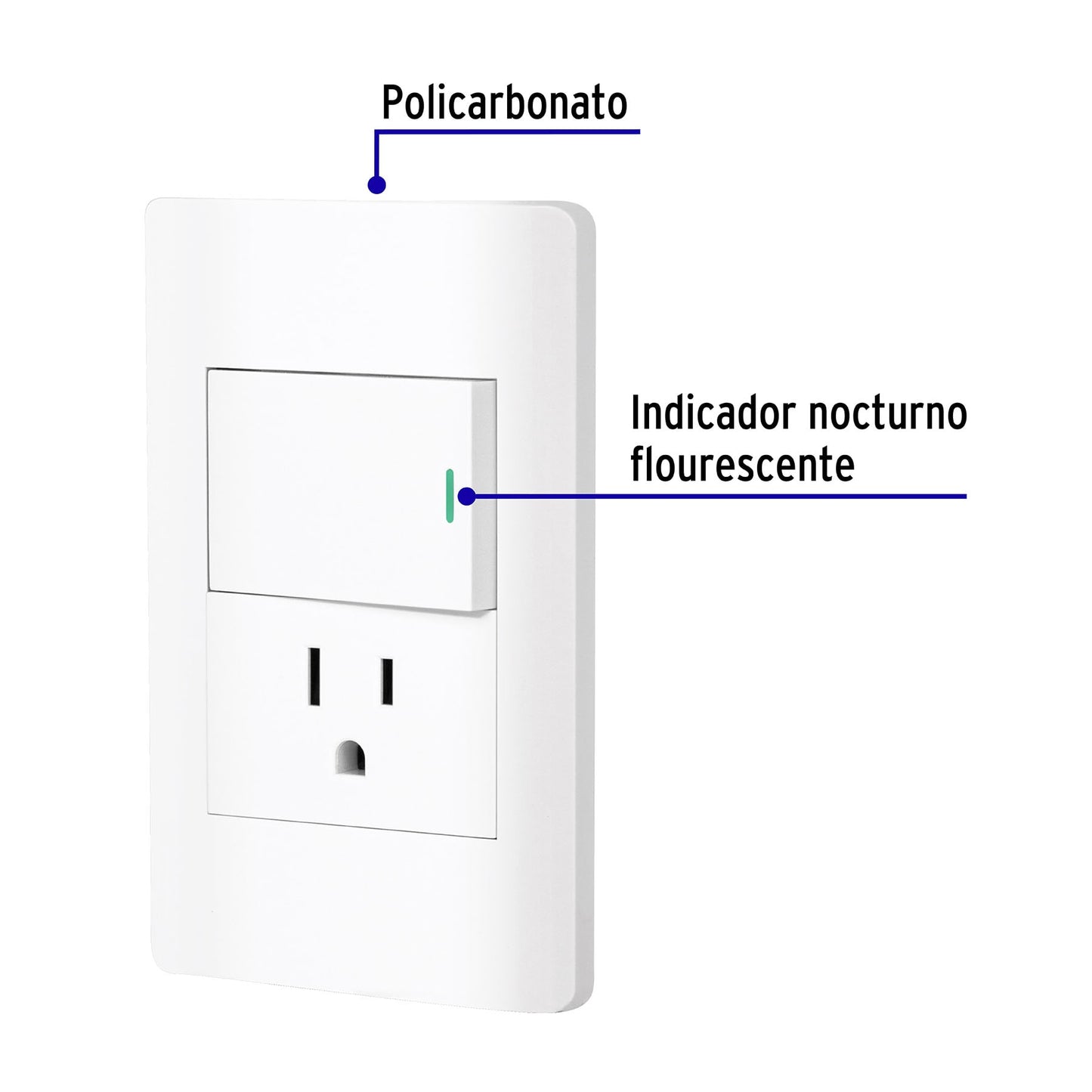 Placa armada blanca interruptor y contacto 1.5 mód, Lisboa PA-APCO15-LB 47966 MM00