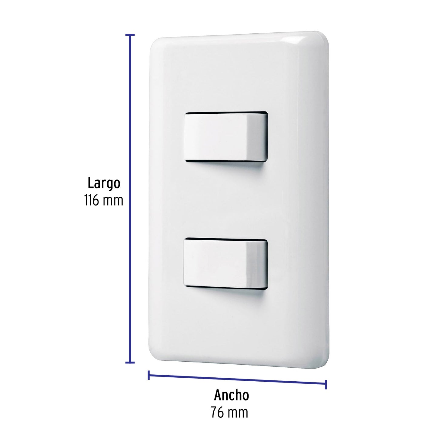 Placa armada con 2 interruptores sencillos, Volteck Basic PA-APDO-B 25080 MM00