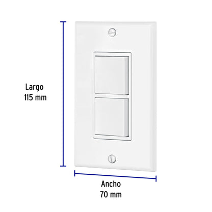 Placa armada con 2 interruptores sencillos, línea Classic PA-APDO-CL 46338 MM00