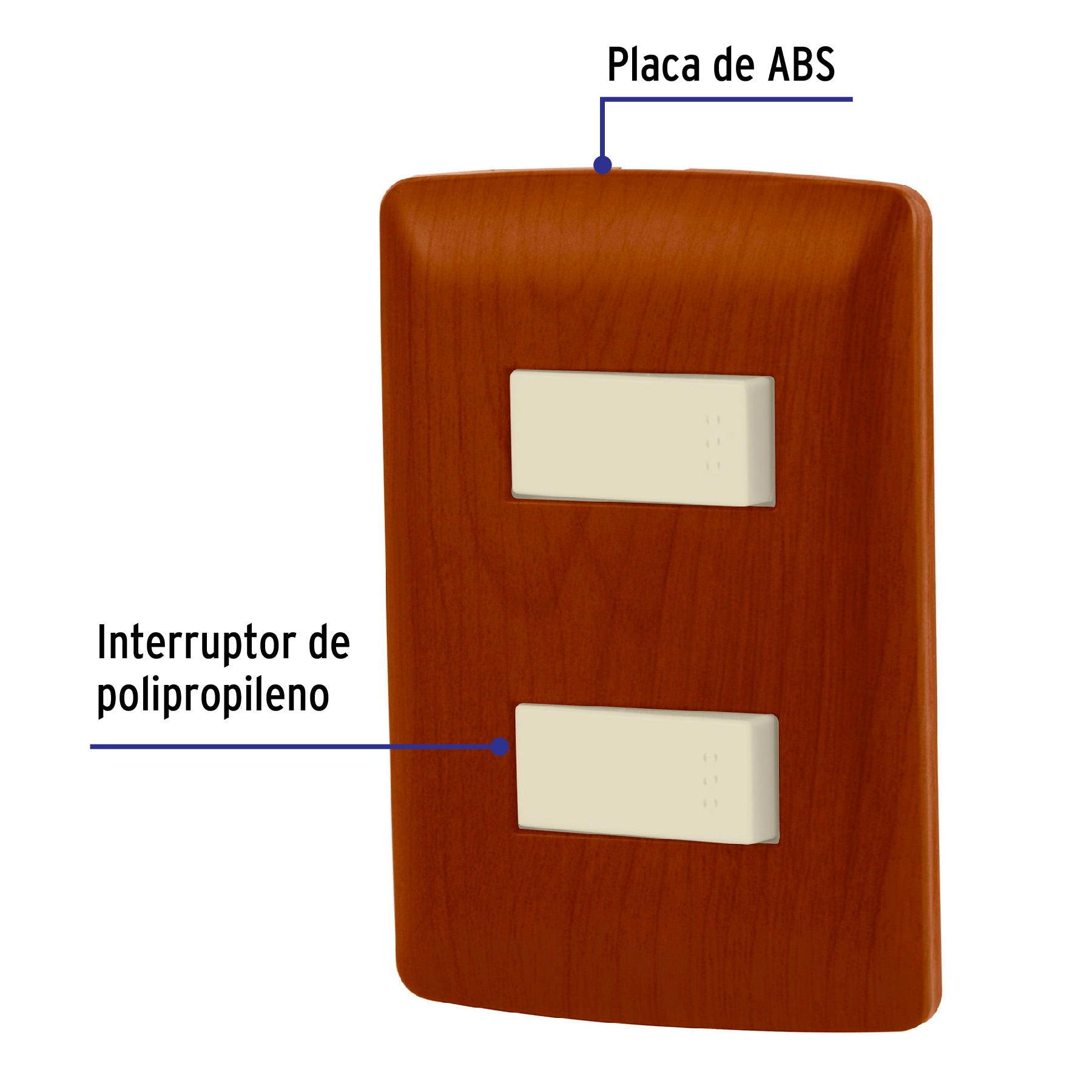 Placa armada 1 interruptor 1 escalera, madera,línea Italiana PA-APDO-EIM 49932 MM00