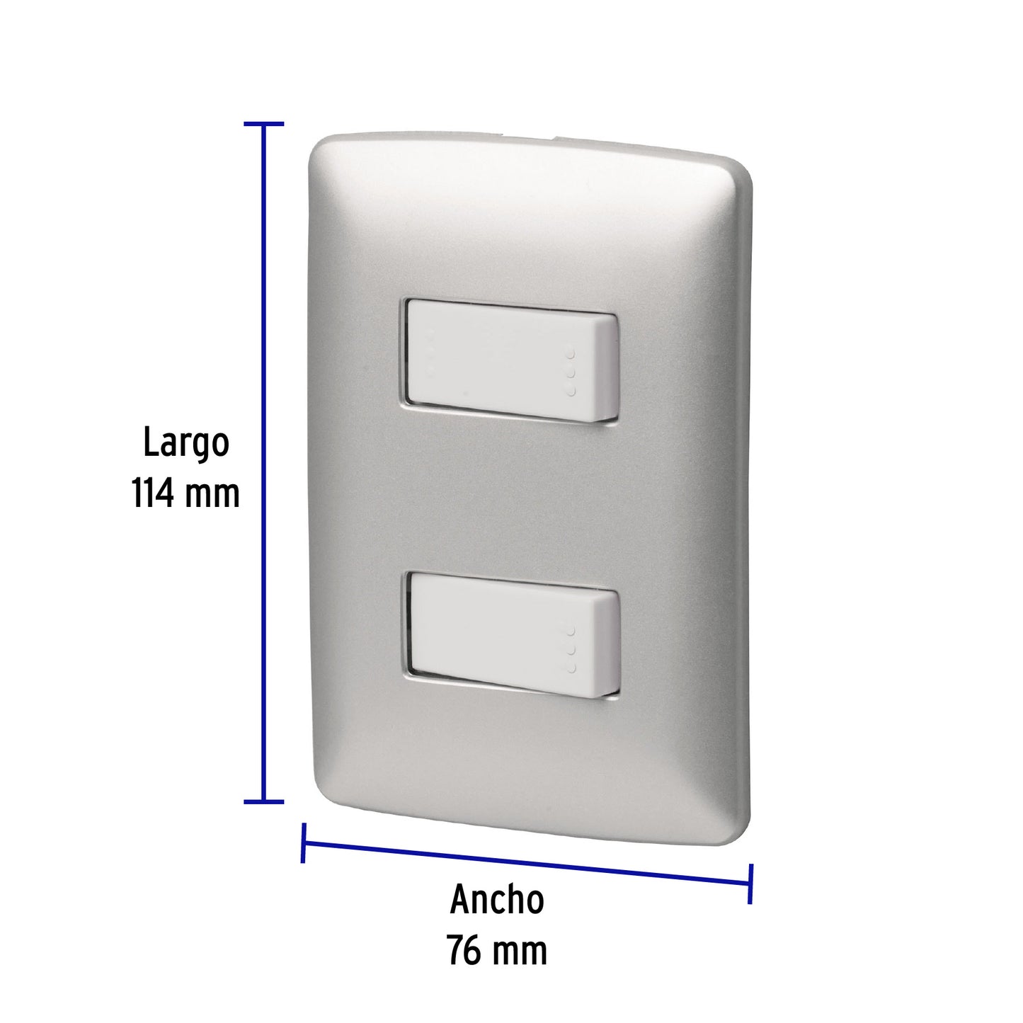 Placa armada 1 interruptor 1 escalera, plata, línea Italiana PA-APDO-EIP 46481 MM00