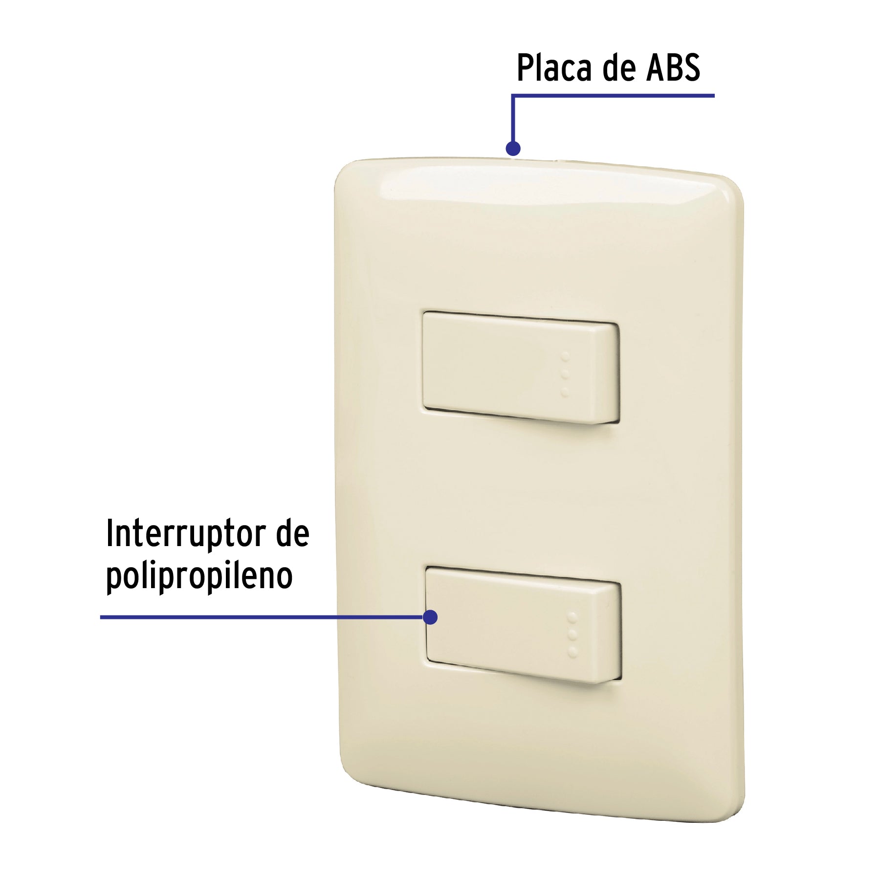 Placa armada 1 interruptor escalera, marfil, línea Italiana PA-APDO-EI 48663 MM00