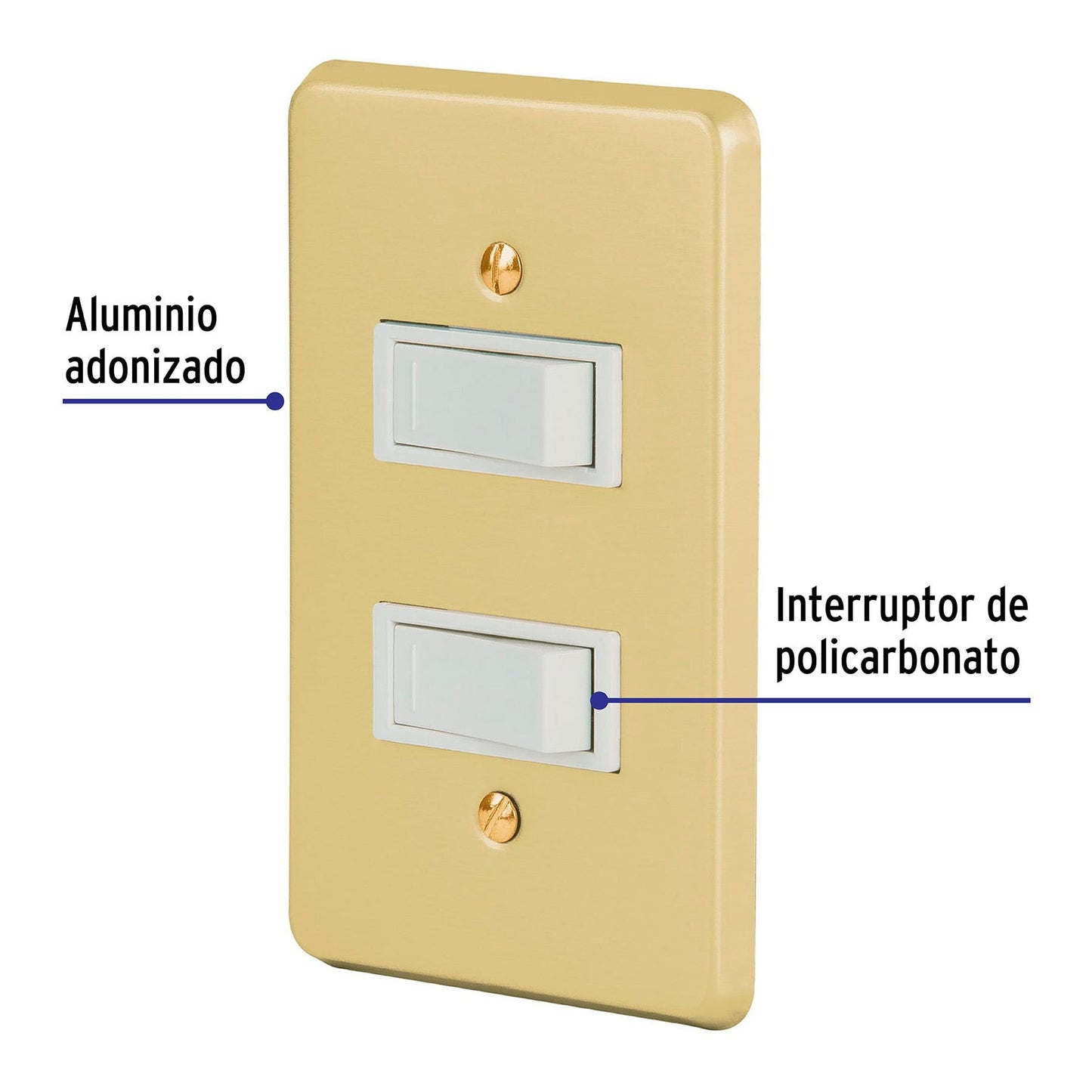 Placa armada 2 interruptores sencillos, línea Económica PA-APDO-E 46389 MM00