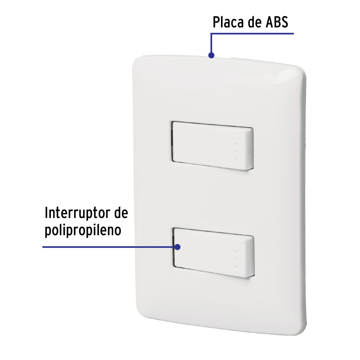 Placa armada, 2interruptores sencillos,blanco,línea Italiana PA-APDO-IB 46461 MM00