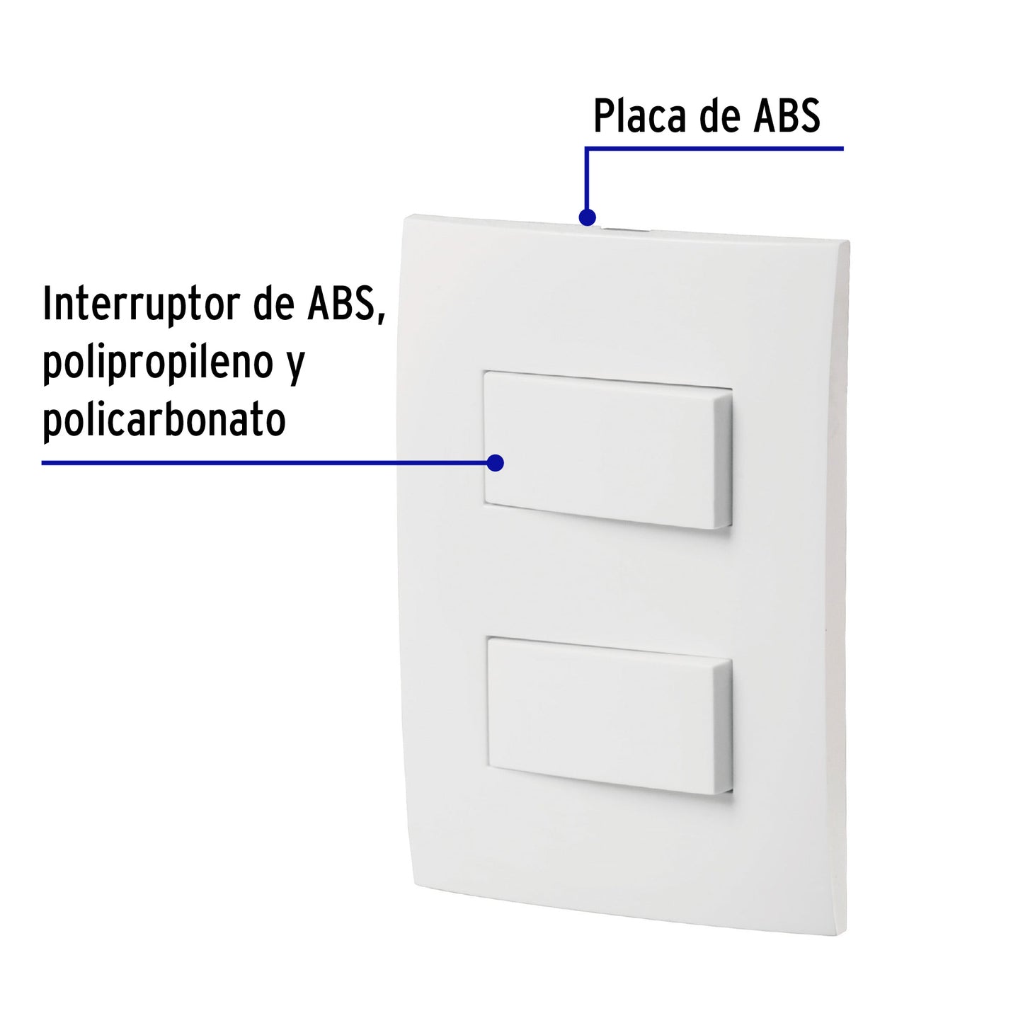 Placa armada 2 interruptores sencillos, línea Oslo, blanco PA-APDO-OB 46494 MM00