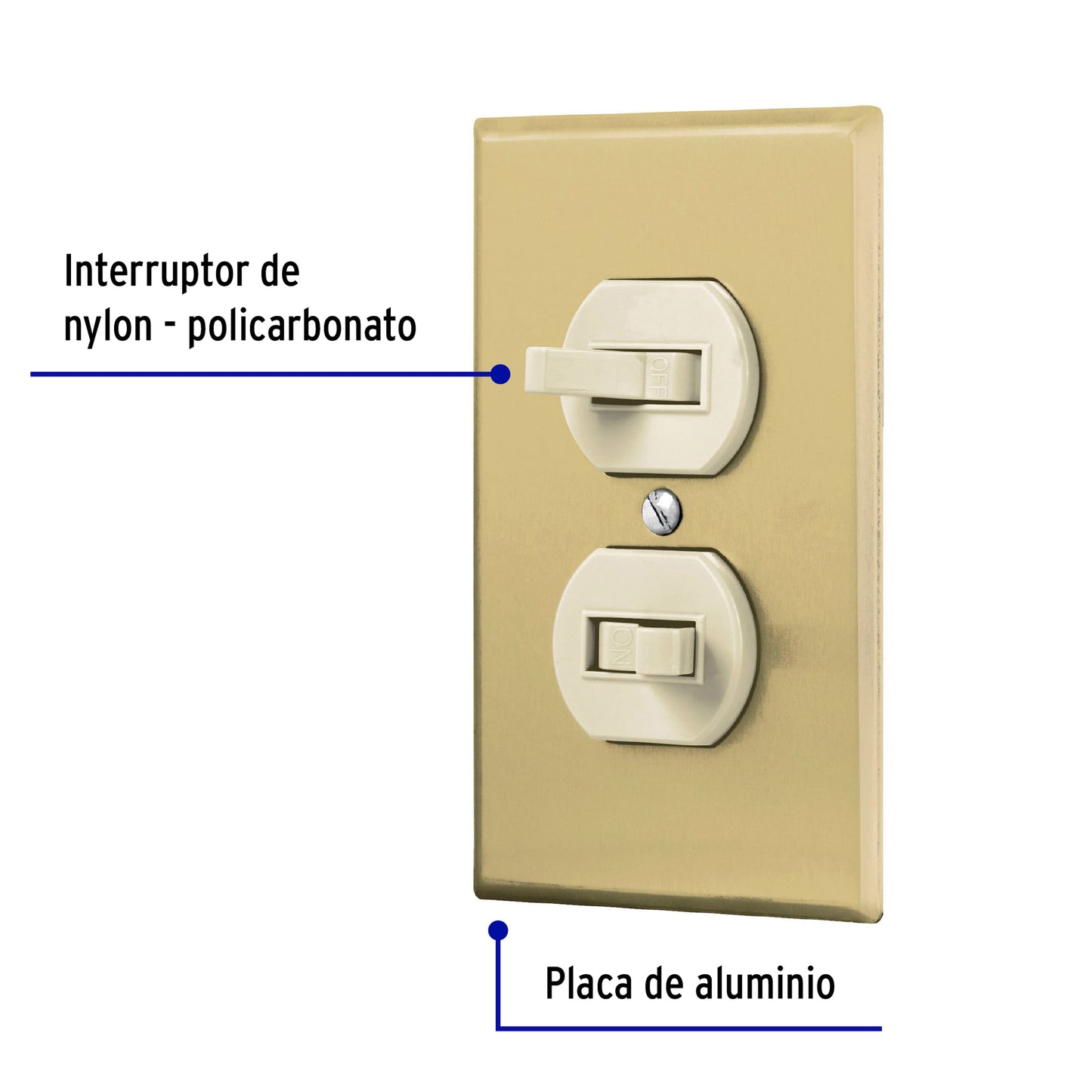 Placa armada 2 interruptor sencillo, línea Standard,aluminio PA-APDO-SA 48498 MM00