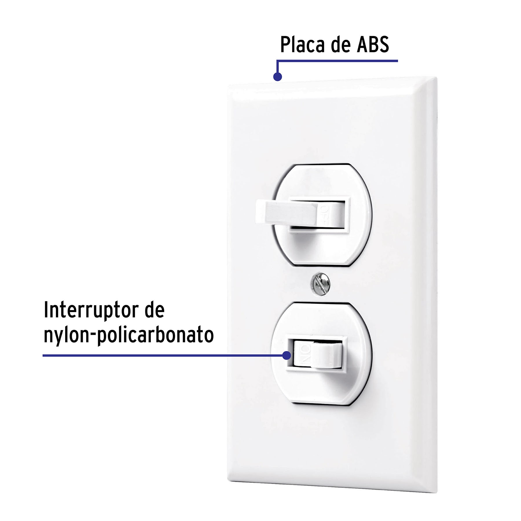 Placa armada 2 interruptores sencillo, línea Standard, blanc PA-APDO-SB 45953 MM00