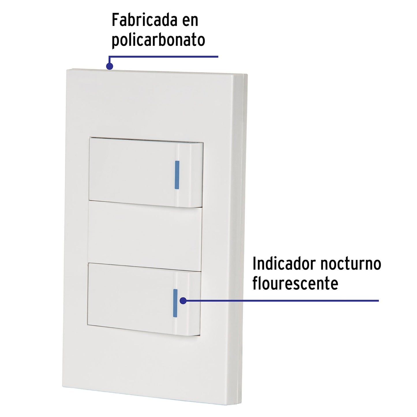 Placa armada 2 interruptores 1de 3vías,1 mod,Española,blanco PA-APDO1-EEB 45602 MM00