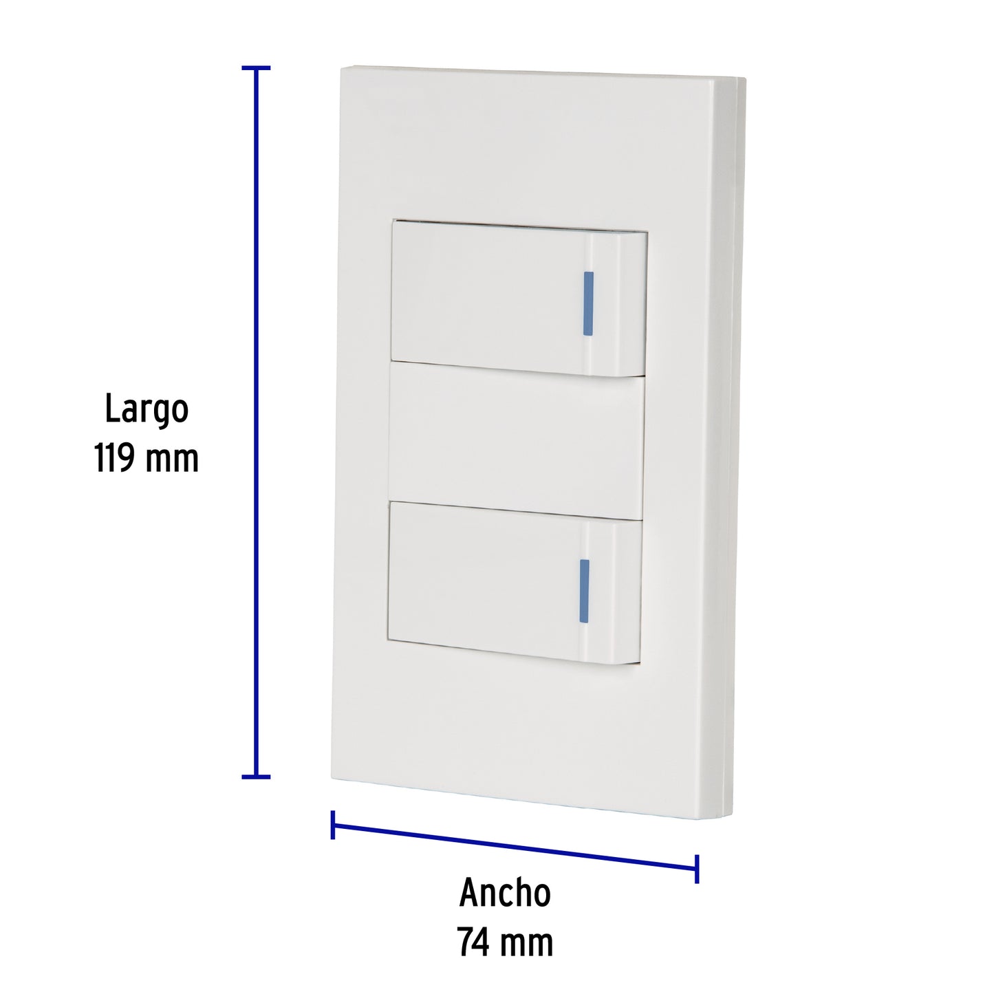 Placa armada 2 interruptores 1de 3vías,1 mod,Española,blanco PA-APDO1-EEB 45602 MM00