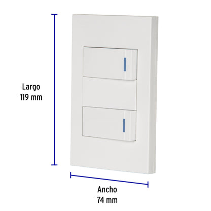 Placa armada 2 interruptores 1de 3vías,1 mod,Española,blanco PA-APDO1-EEB 45602 MM00