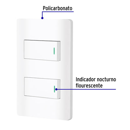 Placa armada blanca con 2 interruptores 1 módulo, Lisboa PA-APDO1-LB 47954 MM00