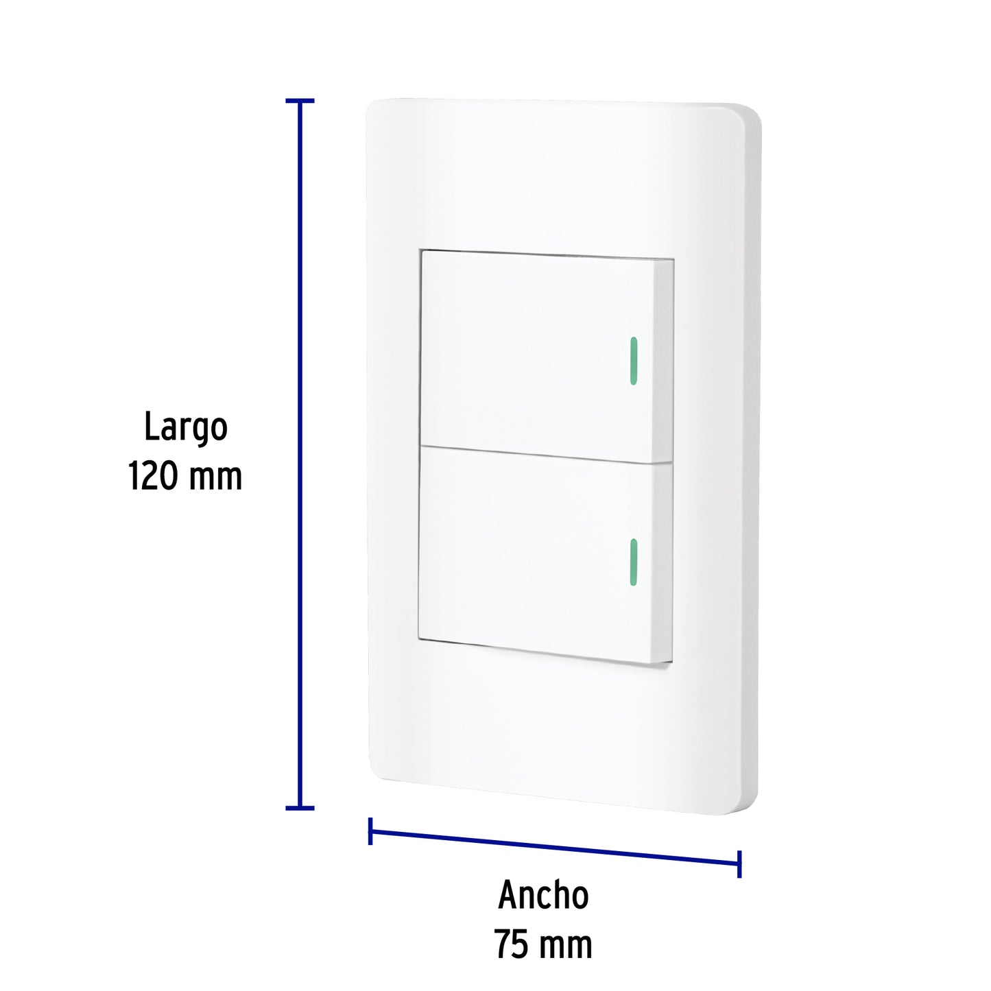 Placa armada blanca 1 interruptor y 1 de 3vías 1.5mód, Lisbo PA-APDO15-ELB 47961 MM00