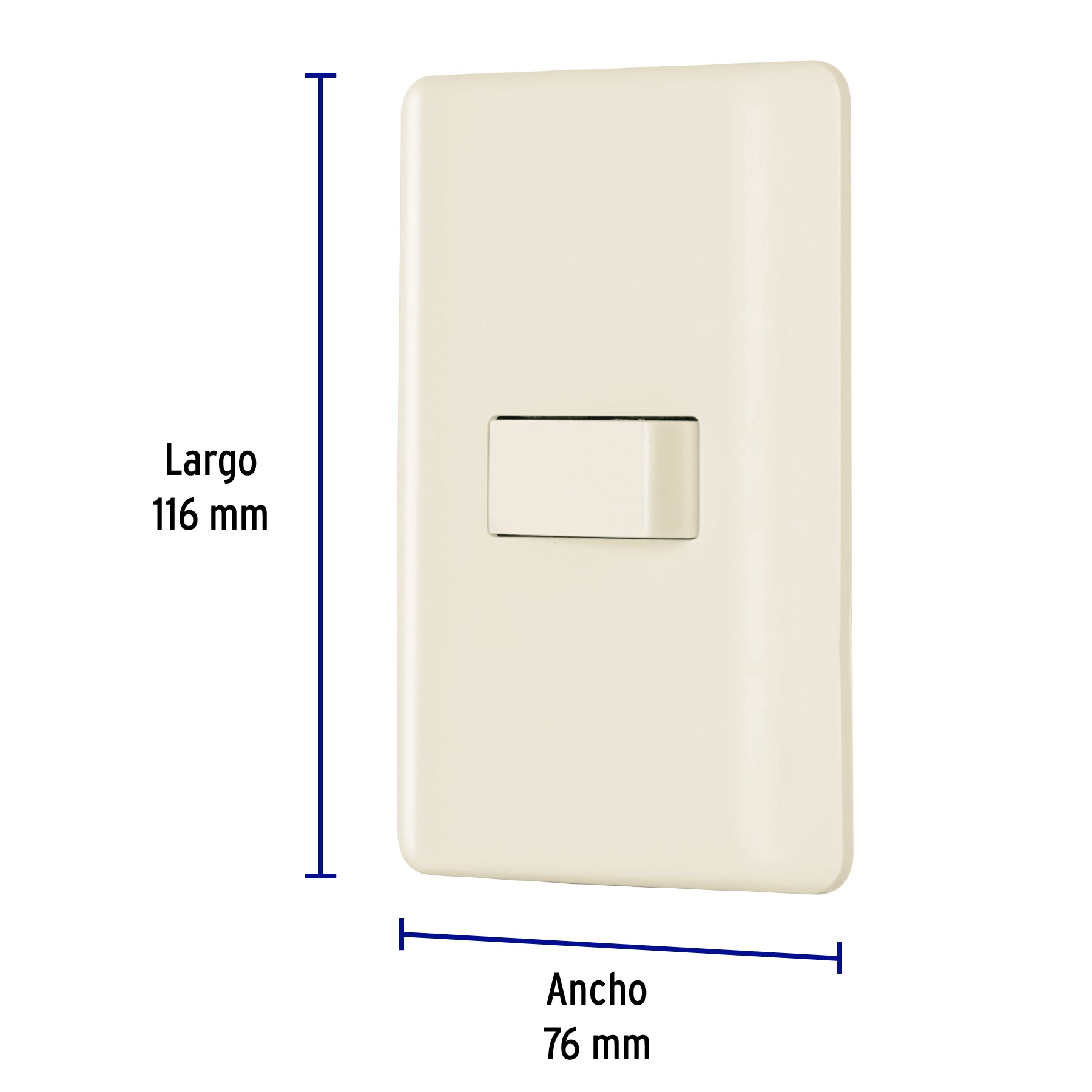 Placa armada 1 interruptor sencillo, marfil, Volteck PA-APSE-BI 26642 MM00