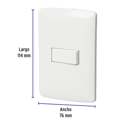 Placa armada 1 interruptor sencillo, blanco, línea Italiana PA-APSE-IB 46459 MM00