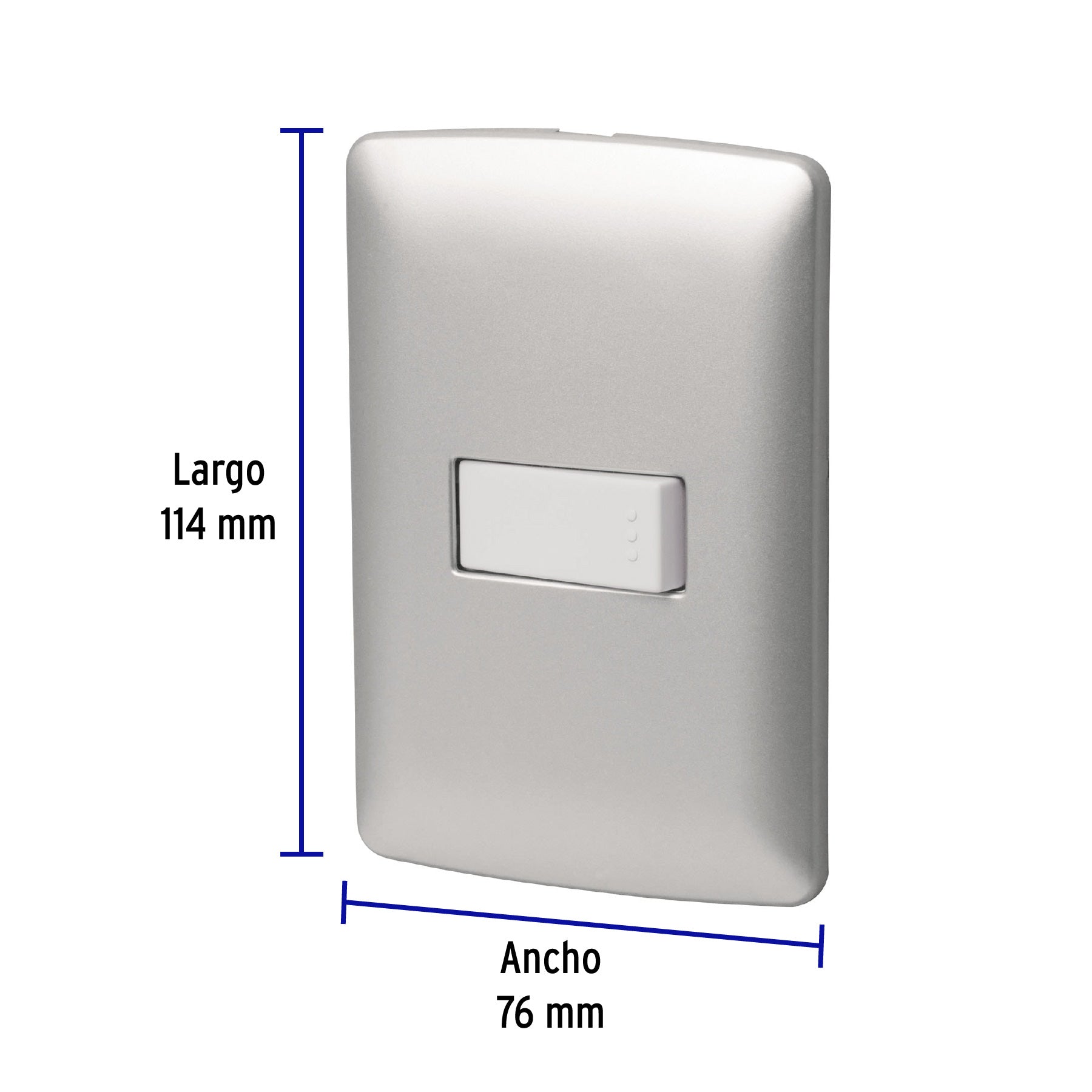 Placa armada 1 interruptor sencillo plata, línea Italiana PA-APSE-IP 46477 MM00