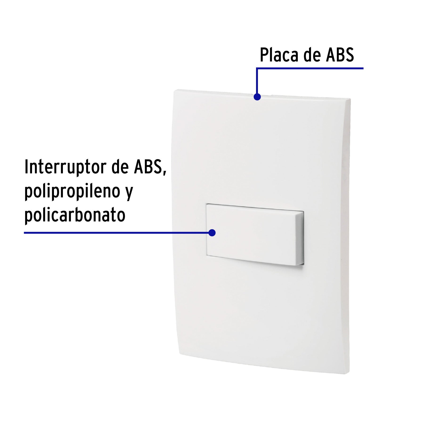 Placa armada con interruptor sencillo, línea Oslo, blanco PA-APSE-OB 46492 MM00