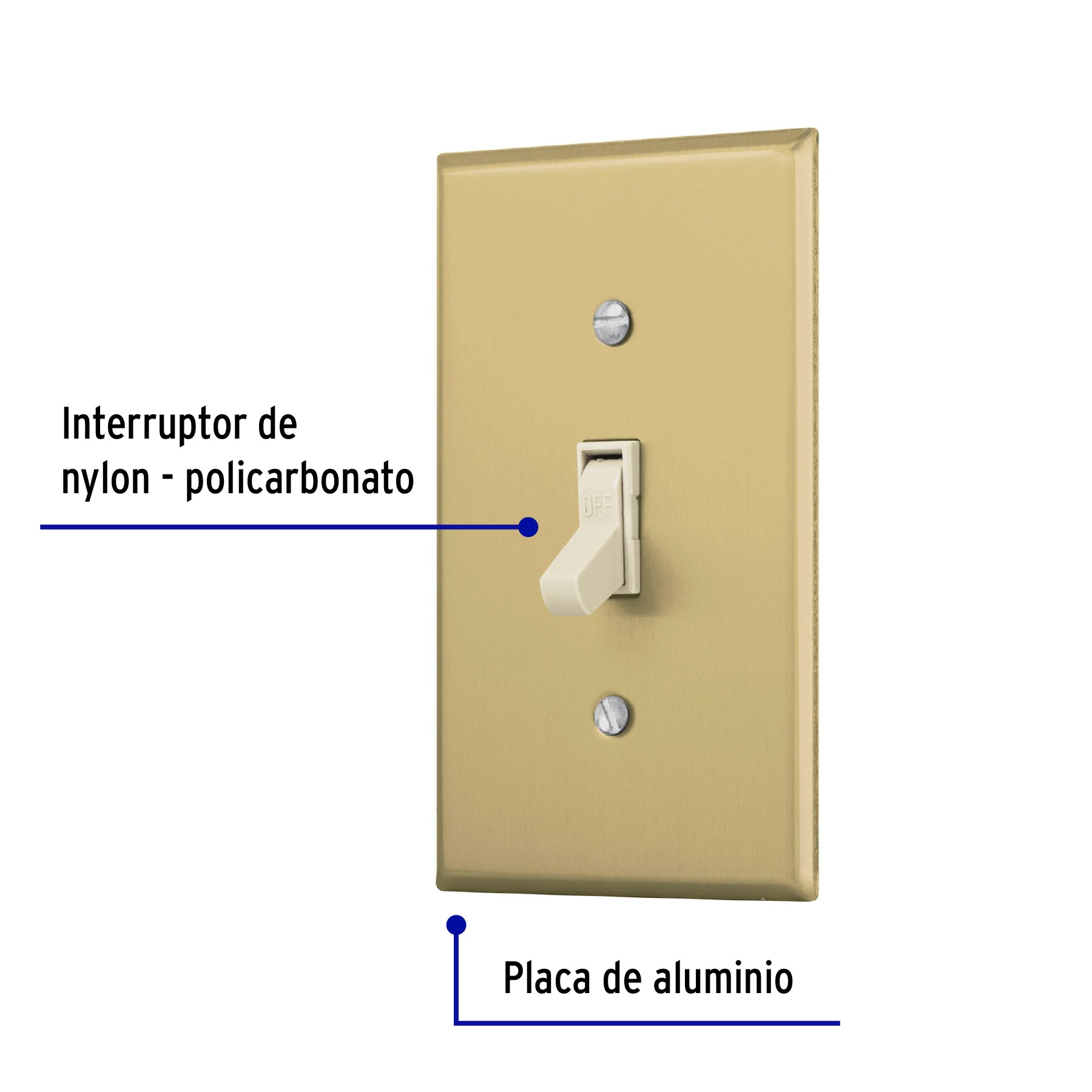 Placa armada interruptor sencillo, línea Standard, aluminio PA-APSE-SA 48497 MM00